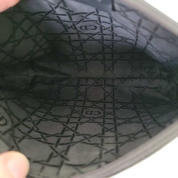 Christian Dior Vintage Leather Black Cosmetic Pouch Bag Zip Around Small Logo - Picture 4 of 12